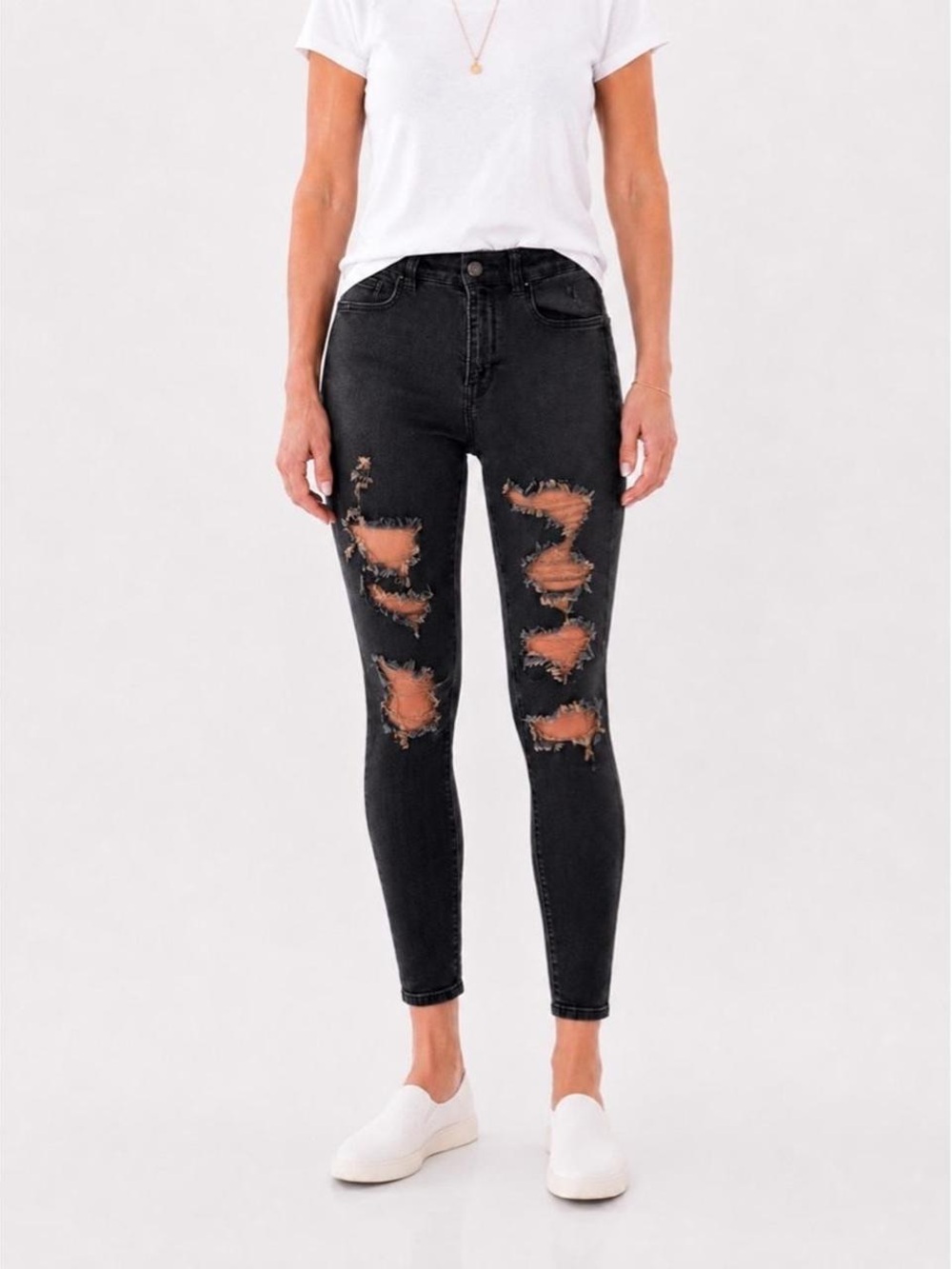 American Eagle Outfitters Black Ripped High-Rise Jeggings